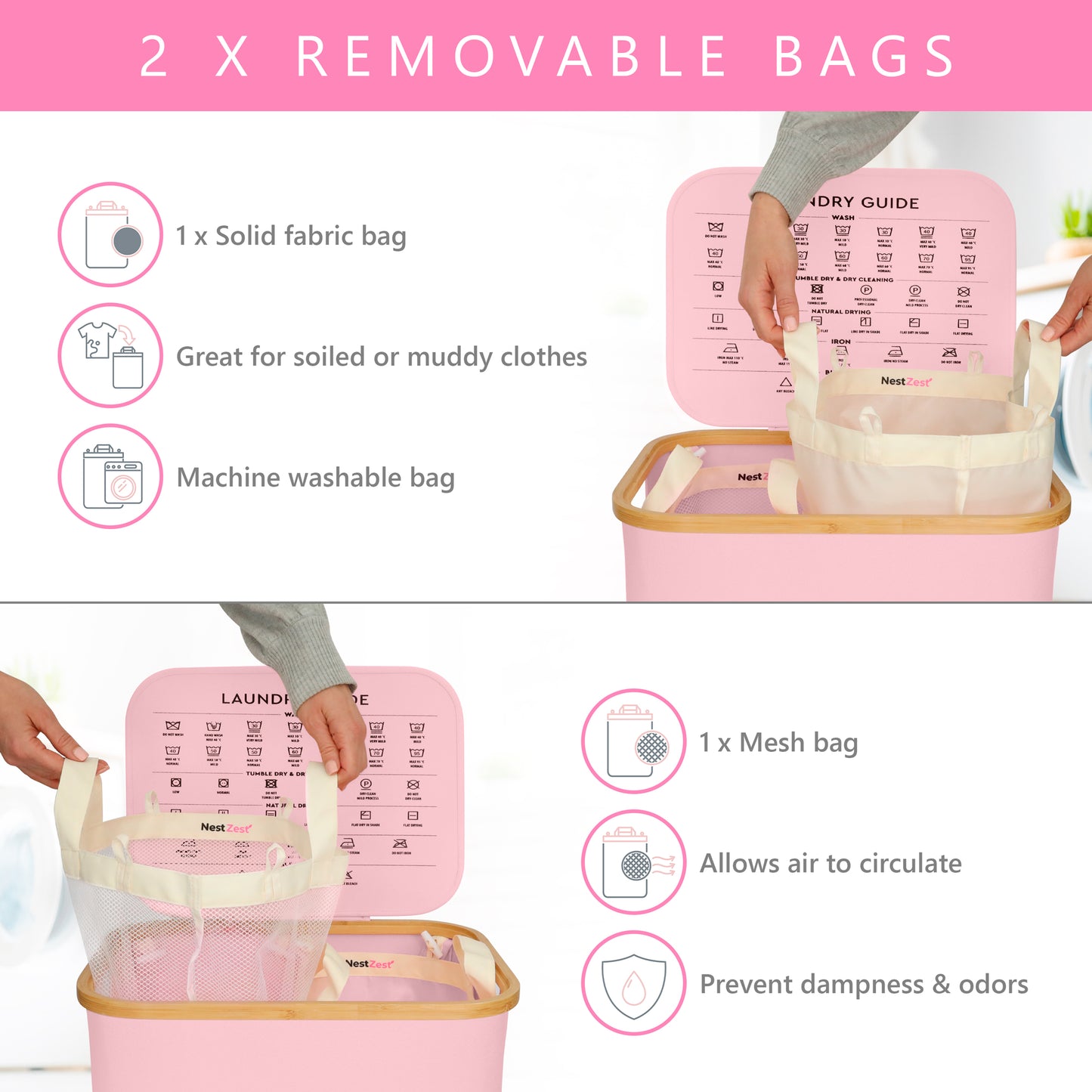 Double Laundry Basket | PINK