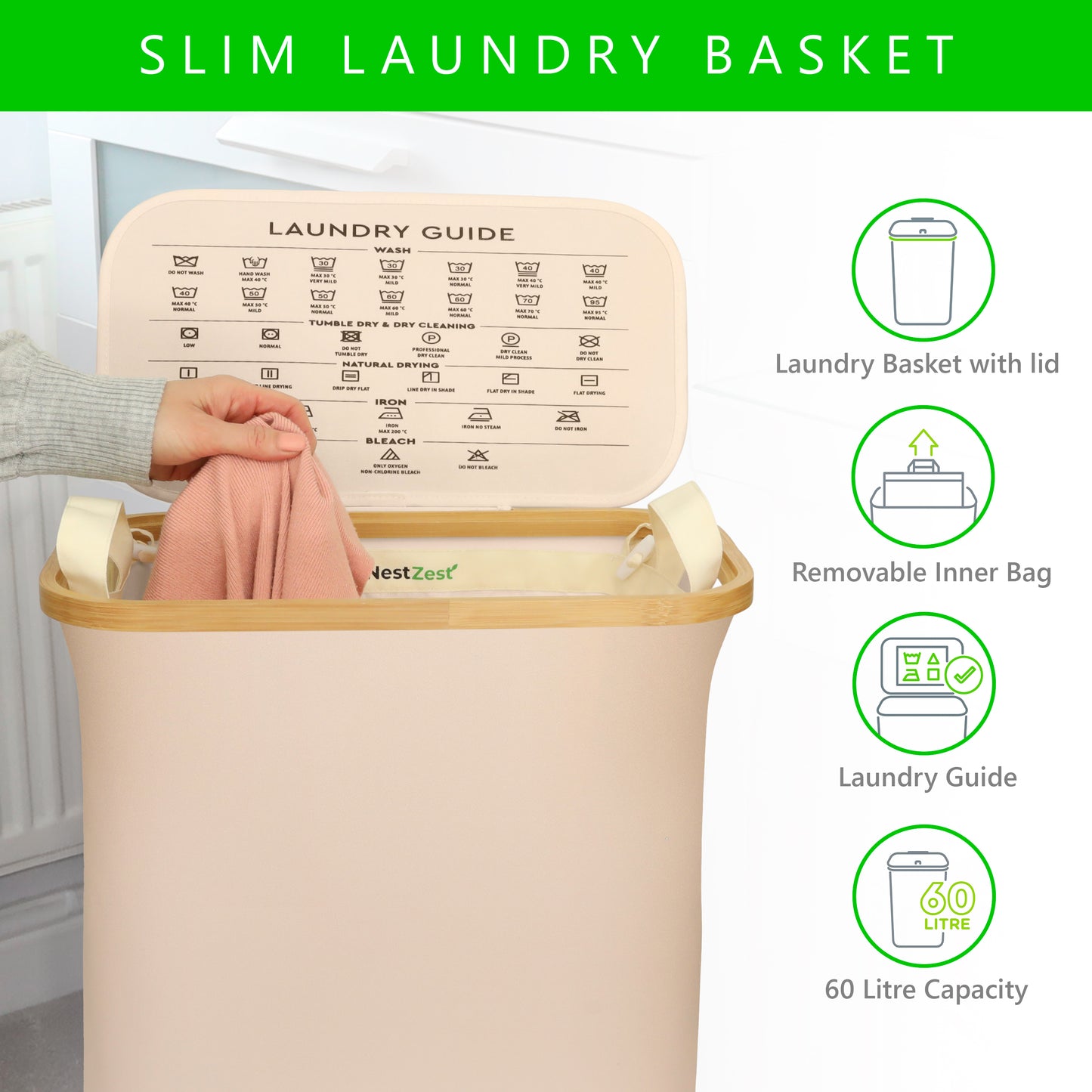 Slim Laundry Basket | BEIGE